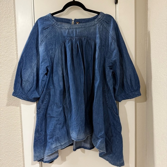 Free People Memories Of You Denim Top - Picture 3 of 3